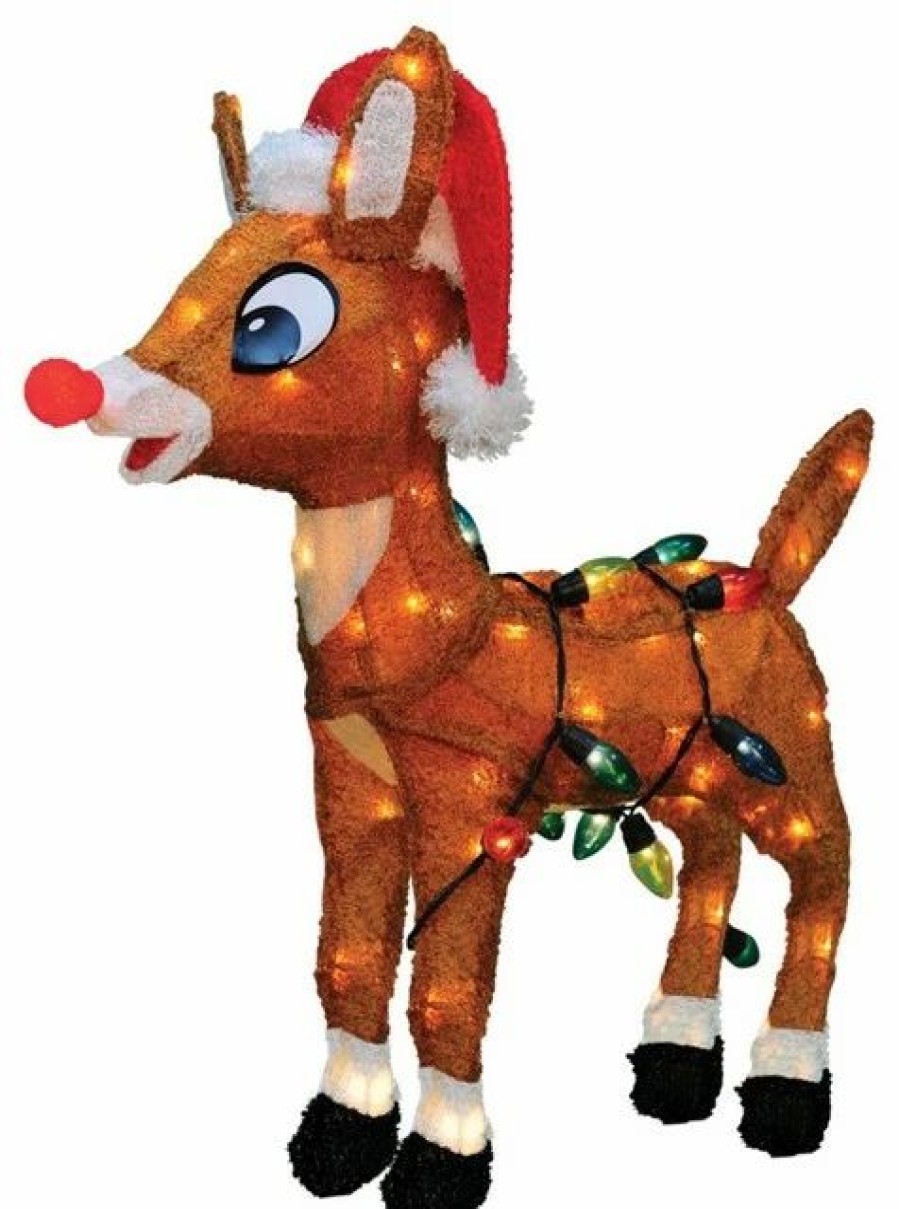 * Northlight Seasonal 24 Pre-Lit Rudolph Nosed Reindeer Christmas Outdoor Decoration Clear Lights | Outdoor Holiday Decorations