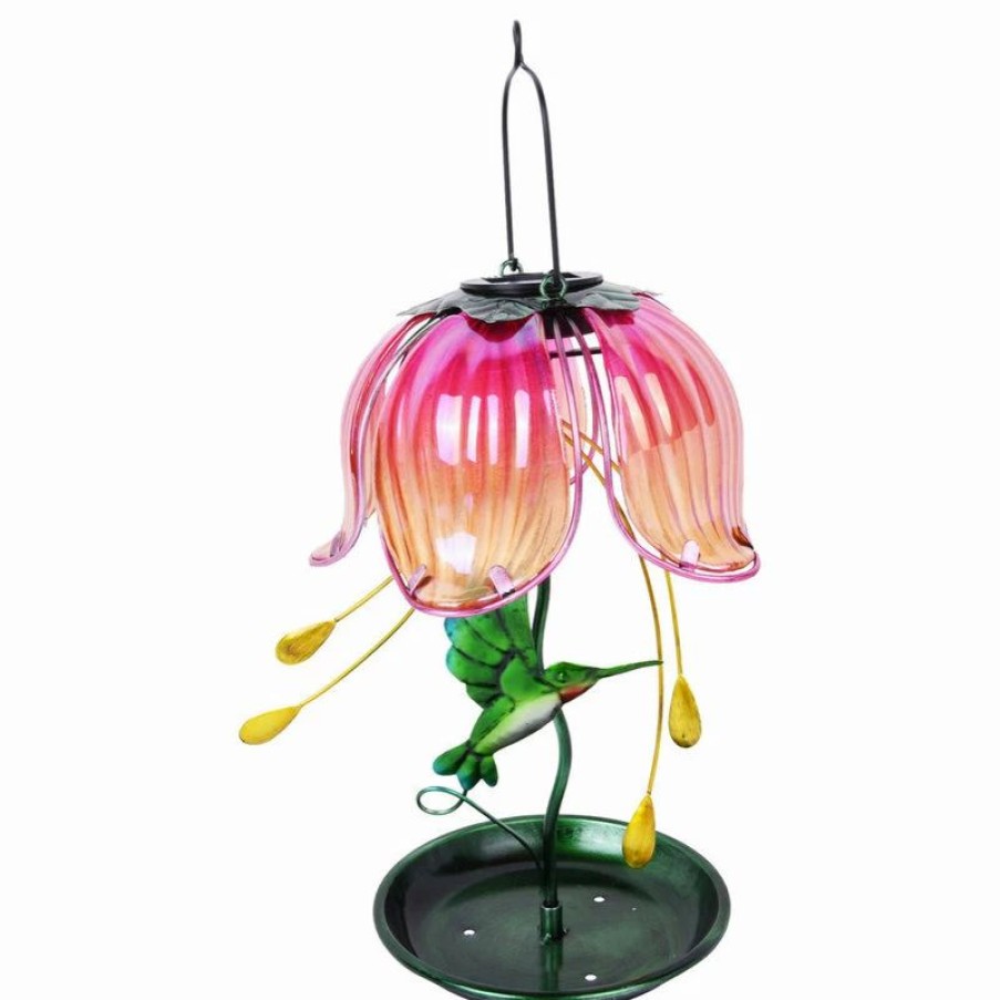 * Continental Art Center Inc Solar Lighted Hanging Hummingbird Feeder | Bird Feeders