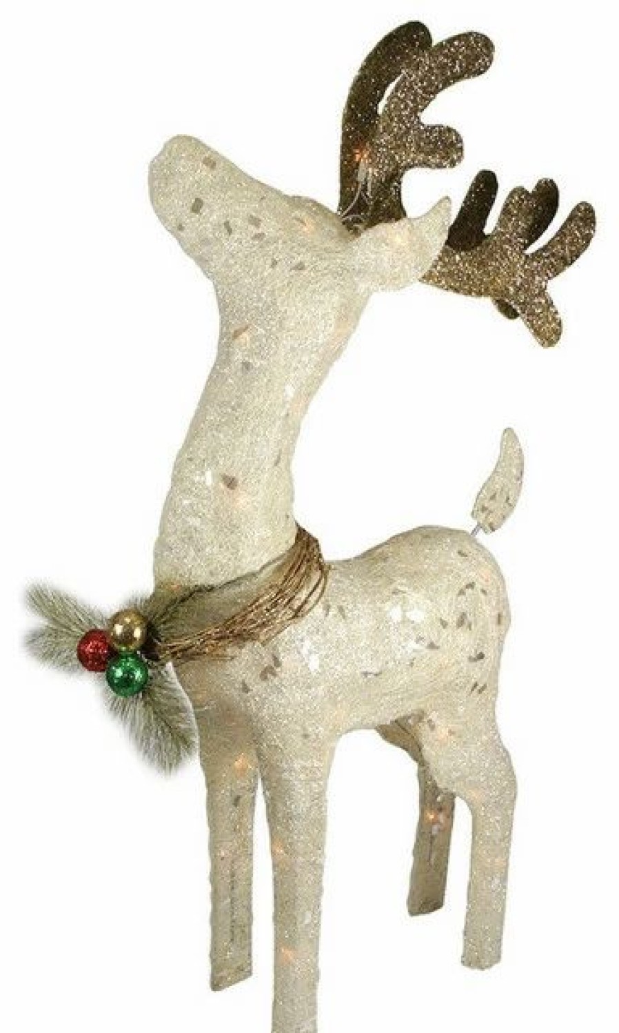 * Northlight Seasonal 37 Sparkling Sisal Standing Reindeer Christmas Yard Art Decoration | Outdoor Holiday Decorations