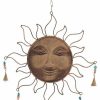 * Brimfield & May Eclectic 27 X17 Iron And Glass Sunface Wind Chime | Wind Chimes