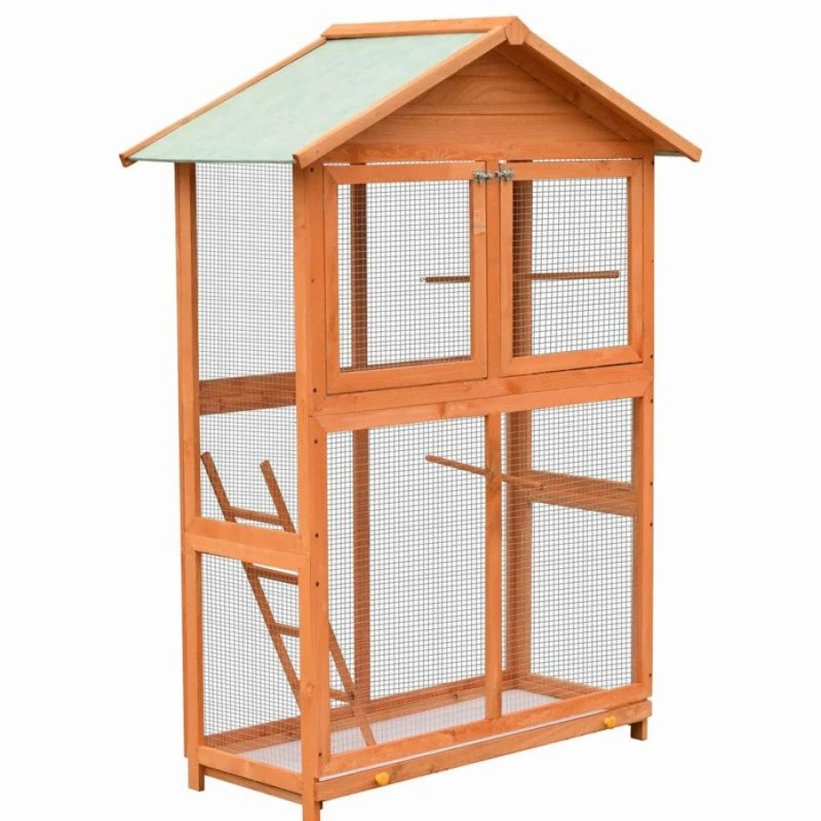 * Vida Xl Llc Vidaxl Solid Pine & Fir Wood Bird Cage Outdoor Patio Wooden Bird House Aviary | Birdhouses