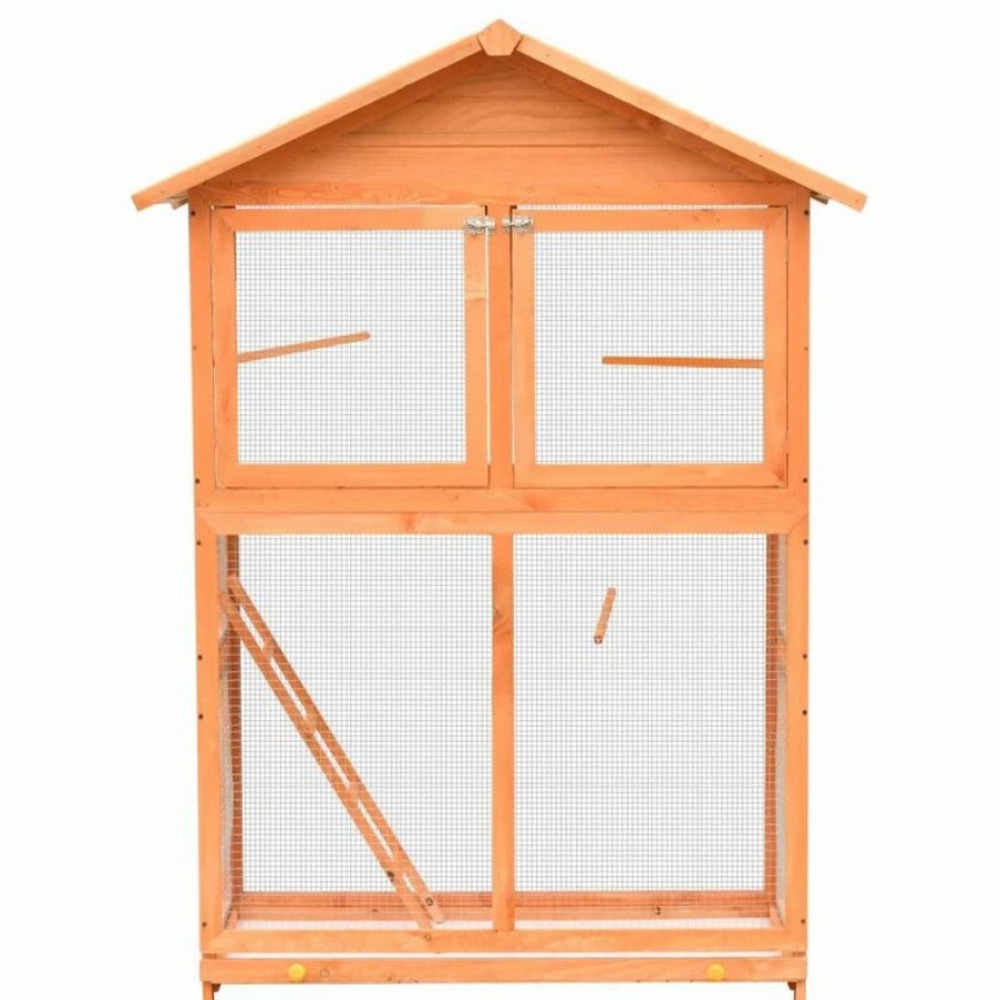 * Vida Xl Llc Vidaxl Solid Pine & Fir Wood Bird Cage Outdoor Patio Wooden Bird House Aviary | Birdhouses