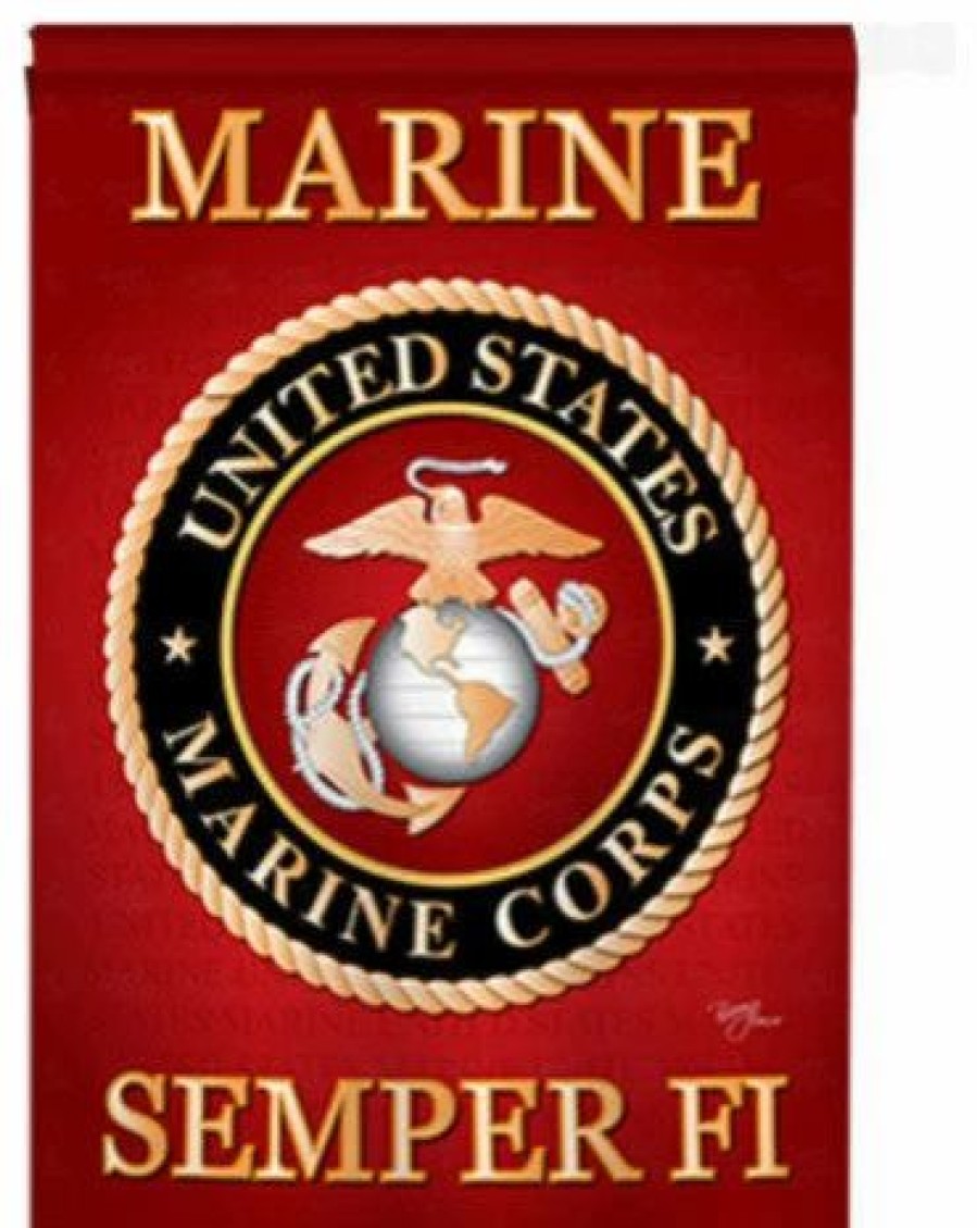 * Breeze Decor Military Marine Corps 2-Sided Vertical Impression House Flag | Flags & Flagpoles