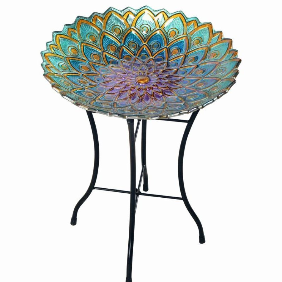 * Versanora Outdoor Patio Flower Glass Bird Bath Birdbath | Bird Baths