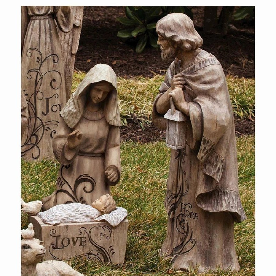 * Cape Craftsmen Mary, Joseph And Baby Jesus Large Nativity Trio Outdoor Statue | Outdoor Holiday Decorations