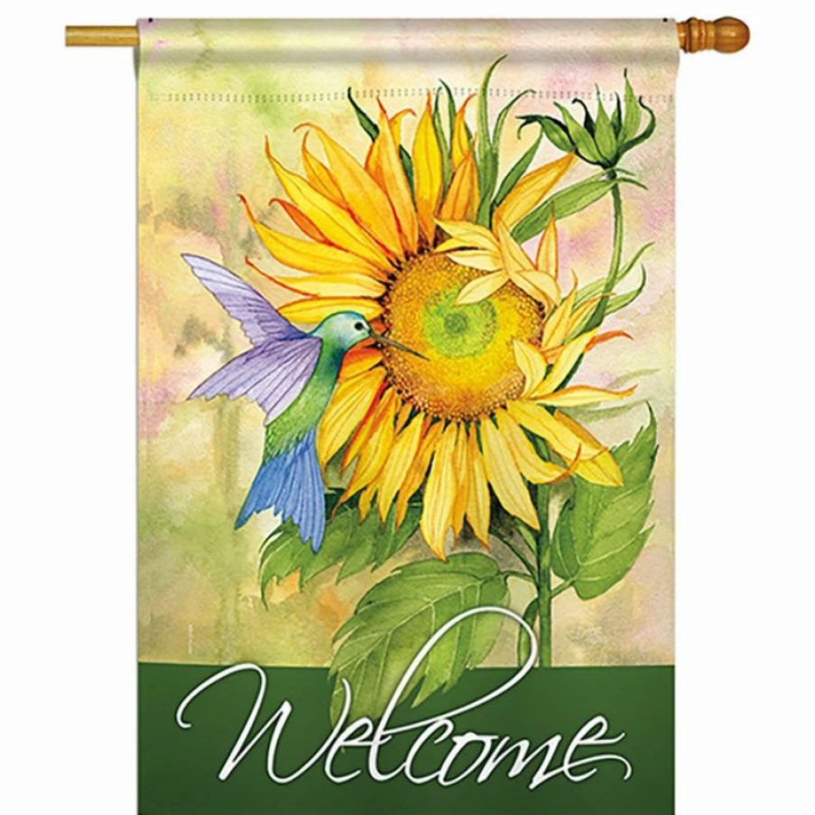 * Breeze Decor Sunflower With Hummingbird Spring, Everyday House Flag 28 X40 | Flags & Flagpoles