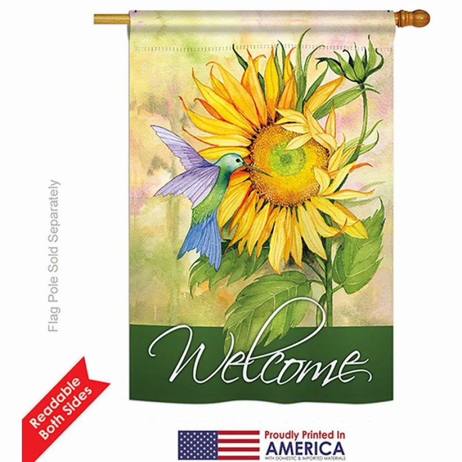 * Breeze Decor Sunflower With Hummingbird Spring, Everyday House Flag 28 X40 | Flags & Flagpoles