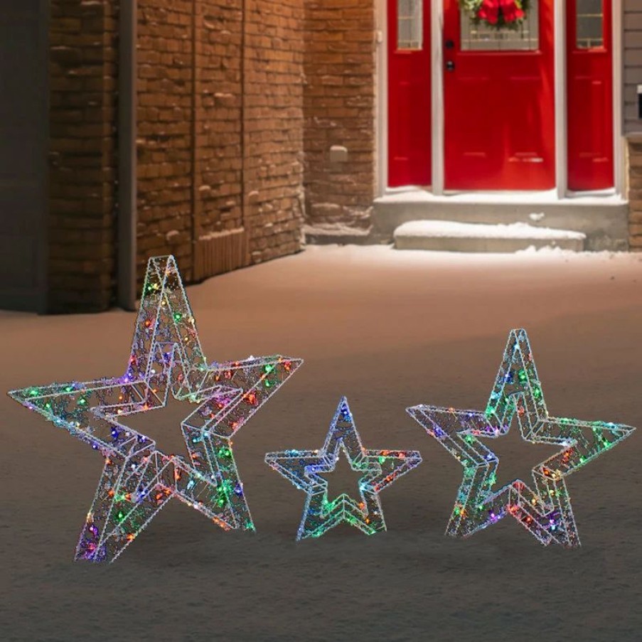 * Northlight Seasonal Set Of 3 Led Lighted Color Changing Stars Outdoor Christmas Decorations 23 | Outdoor Holiday Decorations