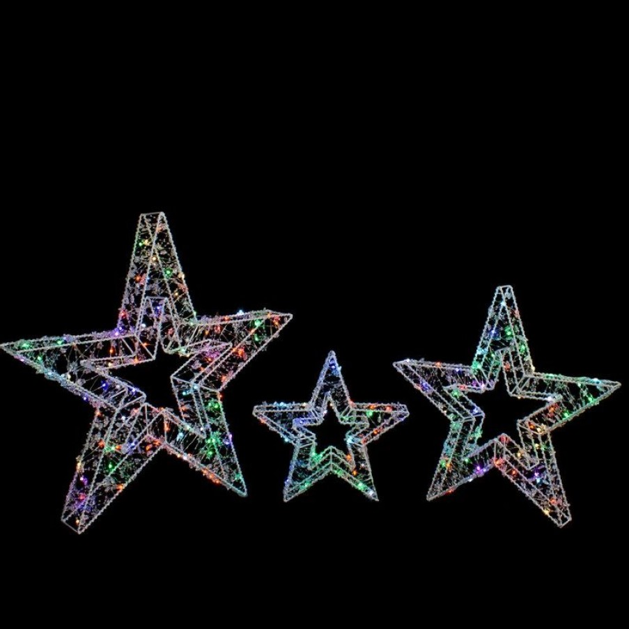 * Northlight Seasonal Set Of 3 Led Lighted Color Changing Stars Outdoor Christmas Decorations 23 | Outdoor Holiday Decorations