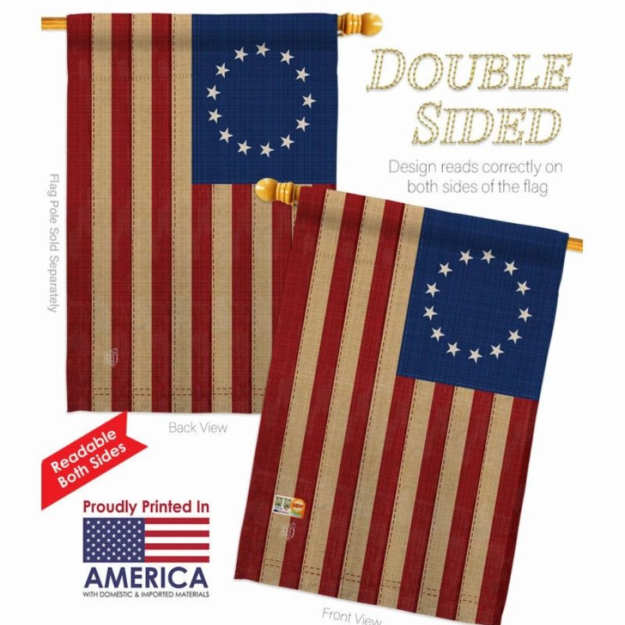 * Ornament Collection Heritage Betsy Ross Americana Historic House Flag | Flags & Flagpoles