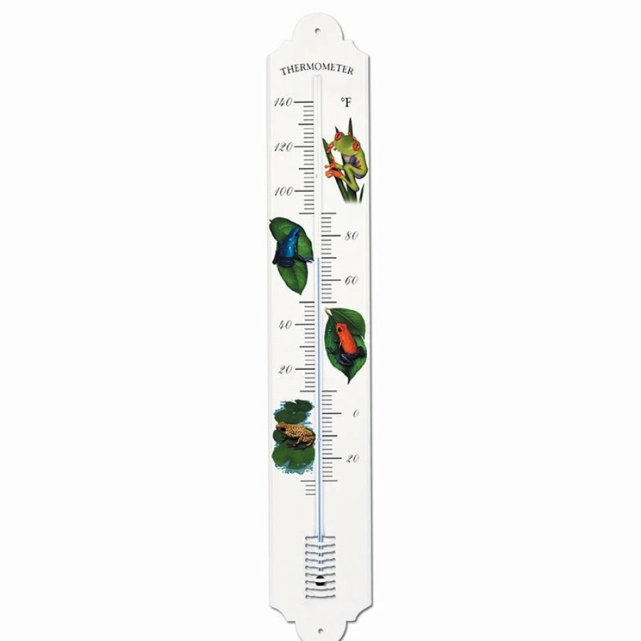 * Hokco French Enamel Style Outdoor Thermometer, Rainforest Frogs | Decorative Thermometers