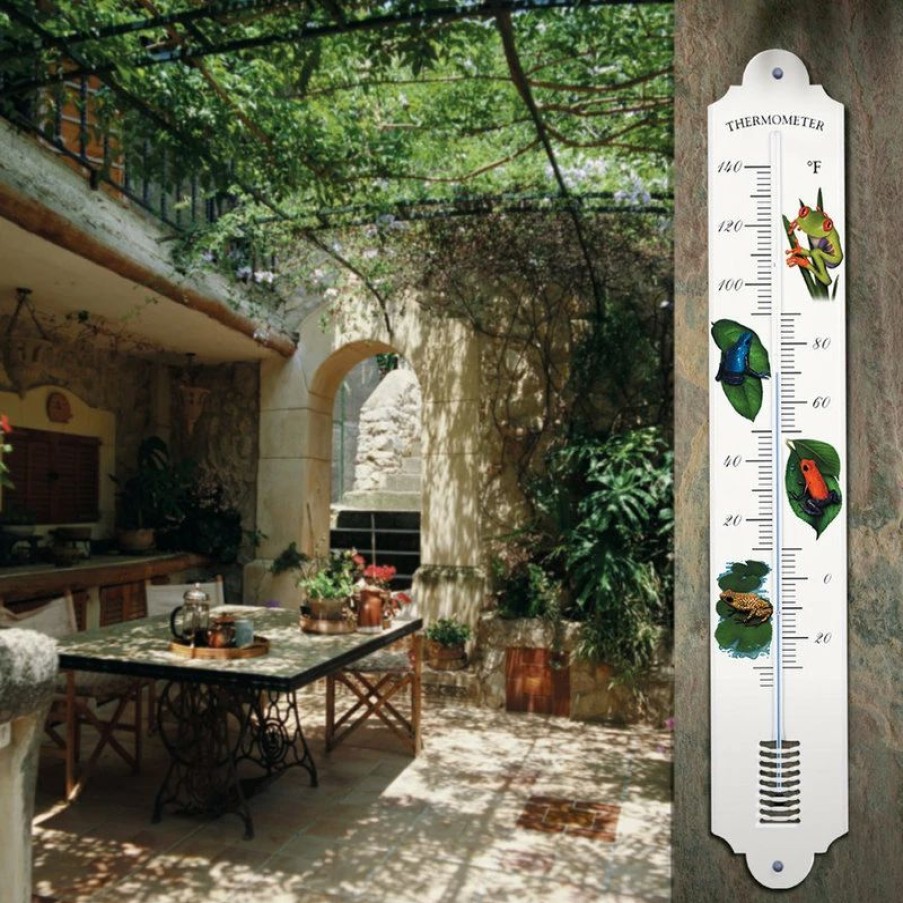 * Hokco French Enamel Style Outdoor Thermometer, Rainforest Frogs | Decorative Thermometers