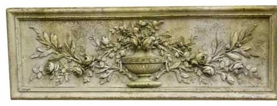 * Xoticbrands Rose Urn Relief 33 W, Architectural Friezes,Traceries & Tiles | Outdoor Wall Art