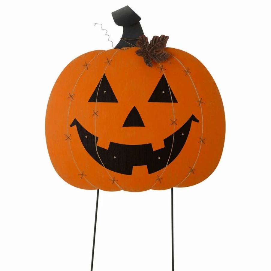 * Glitzhome 30 H Halloween Wood/Metal Pumpkin Stake Or Wall Decor | Outdoor Holiday Decorations