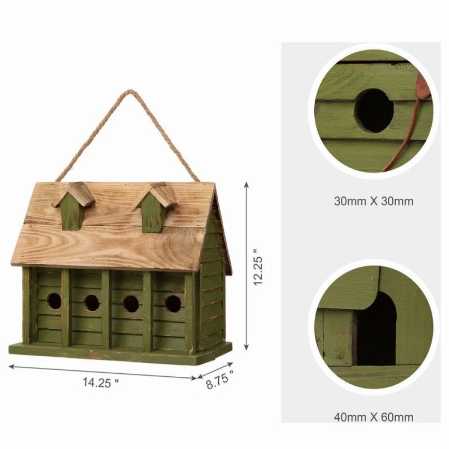 * Glitzhome 14.05 Large Wood Bluebird House For Garden Hand Painted Oversized Birdhouse | Birdhouses