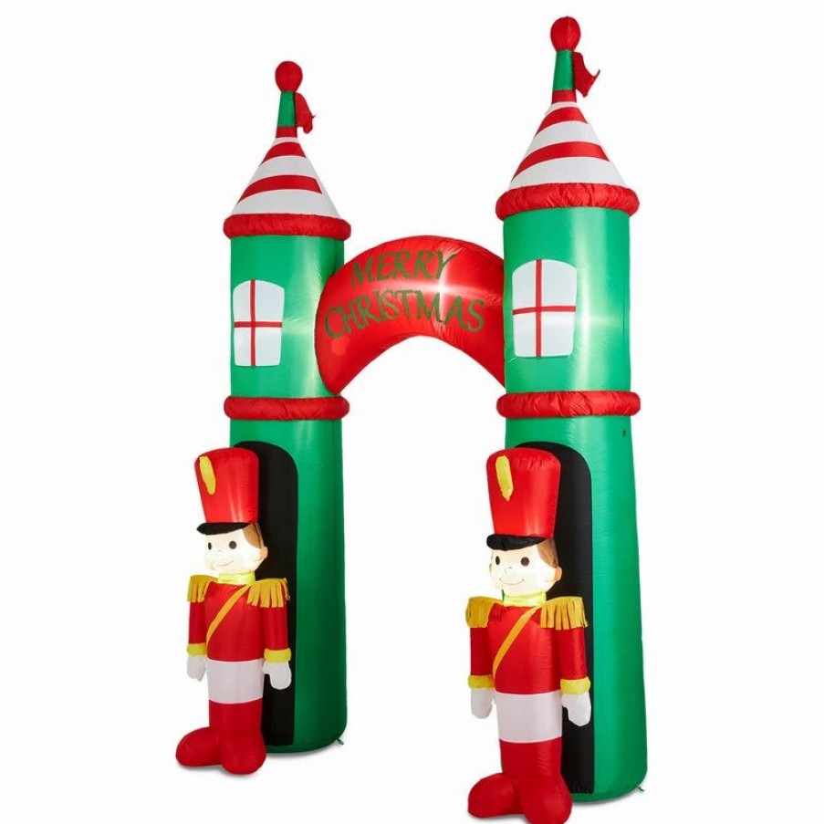 * Glitzhome 10Ft Lighted Inflatable Arch Gate With Soldiers Decor | Outdoor Holiday Decorations