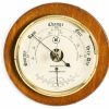 * Bey-Berk International Barometer With Thermometer On 9 Cherry Wood | Decorative Thermometers