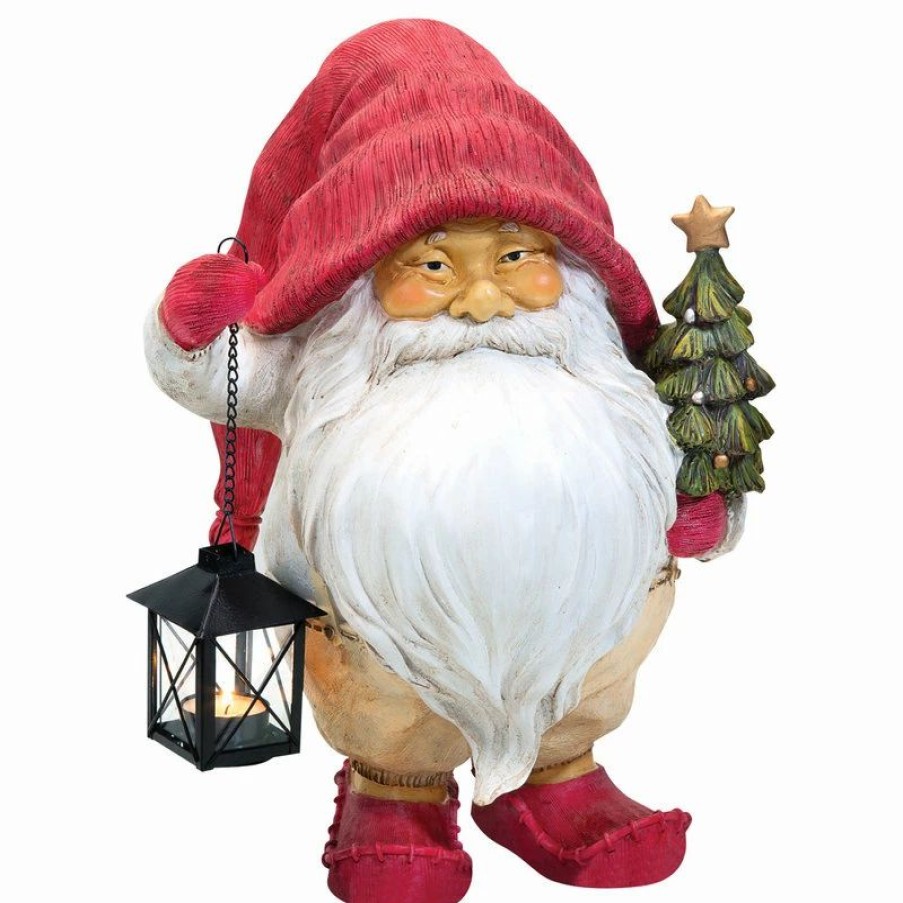 * Design Toscano Santa Claus Withlantern And Tree | Outdoor Holiday Decorations