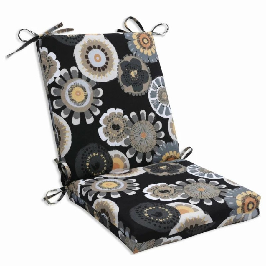 * Pillow Perfect Inc Crosby Squared Corners Chair Cushion, Black | Outdoor Cushions & Pillows