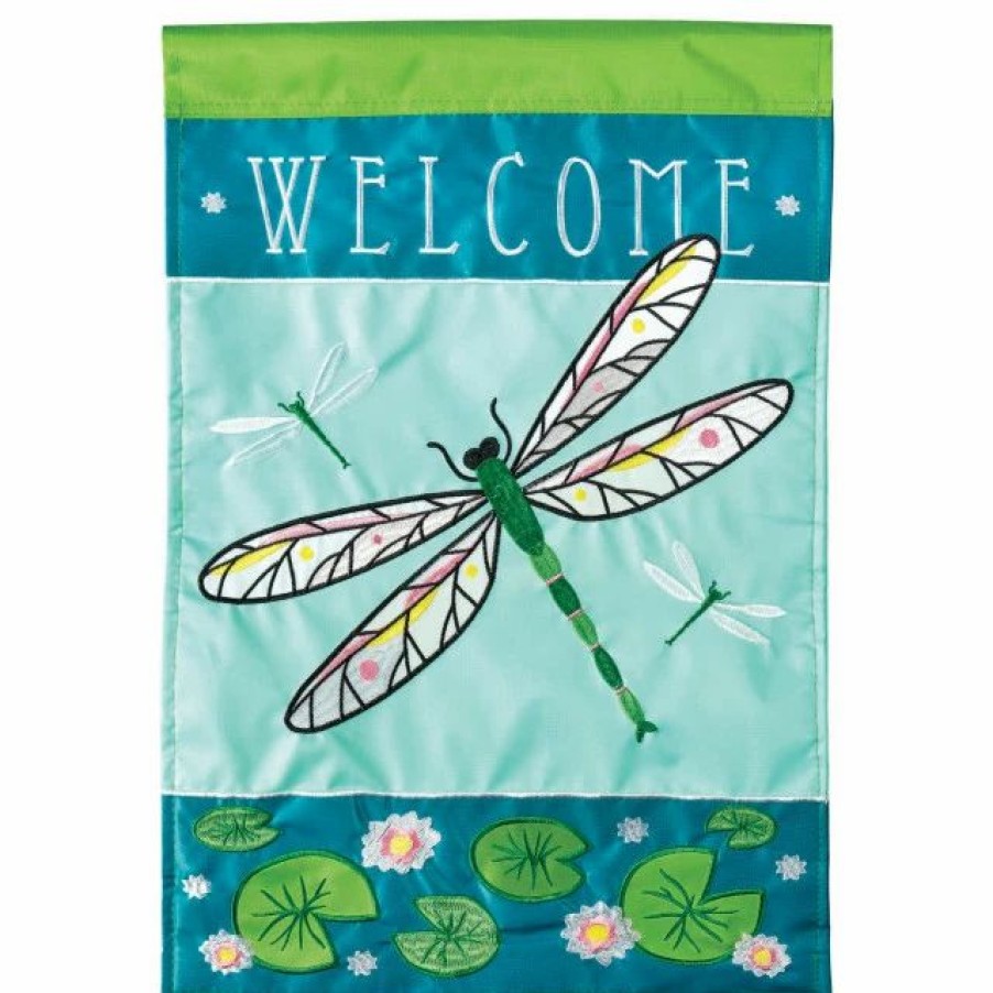 * Dicksons Flag Double Applique Welcome Dragonfly Polyester Large | Flags & Flagpoles