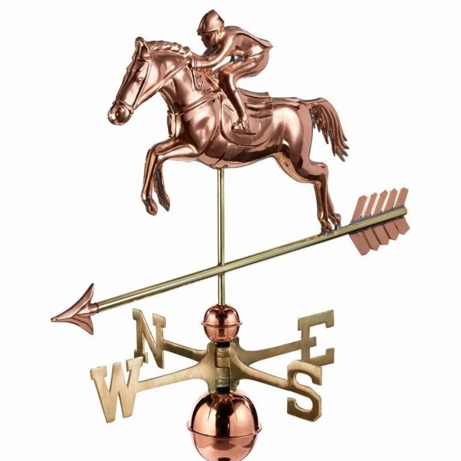 * Good Directions, Inc. Jumping Horse And Rider Weathervane, Pure Copper | Weather Vanes