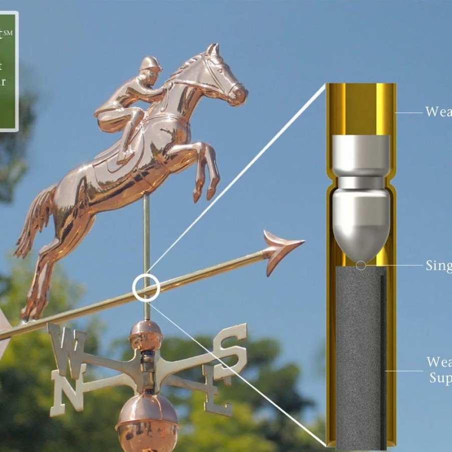 * Good Directions, Inc. Jumping Horse And Rider Weathervane, Pure Copper | Weather Vanes