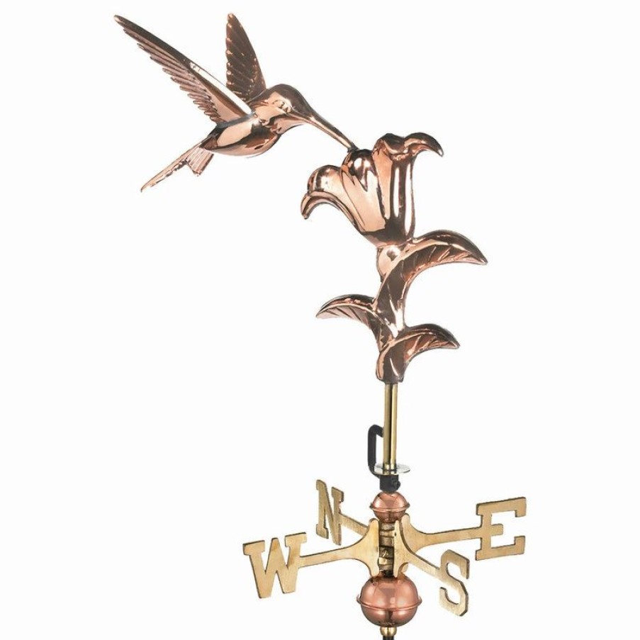 * Good Directions, Inc. Polished Copper Hummingbird Weathervane, Roof Mount | Weather Vanes