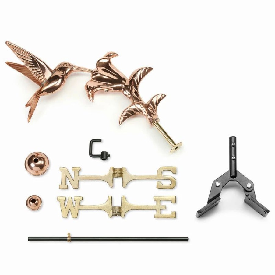 * Good Directions, Inc. Polished Copper Hummingbird Weathervane, Roof Mount | Weather Vanes